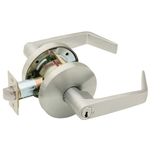 Falcon W511CP6D D 619 Grade 2 Entry/Office Cylindrical Lock Key in Lever Cylinder Dane Lever Standard Rose Satin Nickel Plated Clear Coated Finish Non-handed W511CP6D D 619