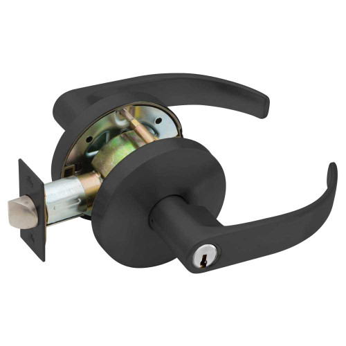Falcon W511CP6D Q 622 Grade 2 Entry/Office Cylindrical Lock Key in Lever Cylinder Quantum Lever Standard Rose Flat Black Coated Finish Non-handed W511CP6D Q 622