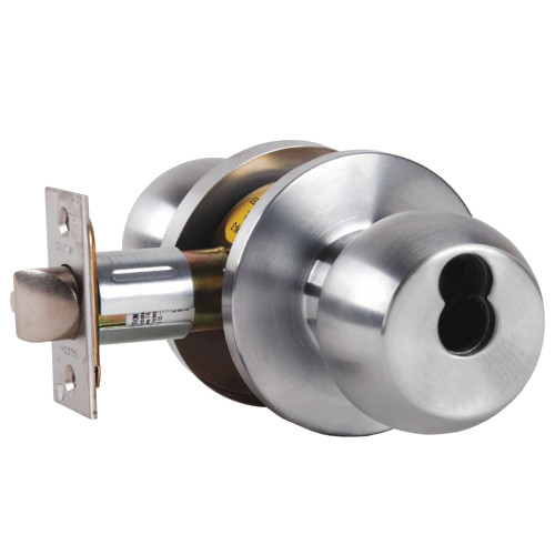 Falcon W561BD HAN 626 Grade 2 Classroom Cylindrical Lock SFIC Prep Less Core Hana Knob Standard Rose Satin Chrome Finish Non-handed