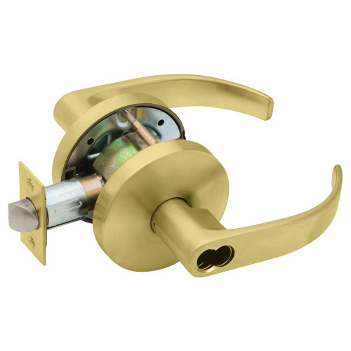 Falcon W561BD Q 606 Grade 2 Classroom Cylindrical Lock SFIC Prep Less Core Quantum Lever Standard Rose Satin Brass Finish Non-handed W561BD Q 606