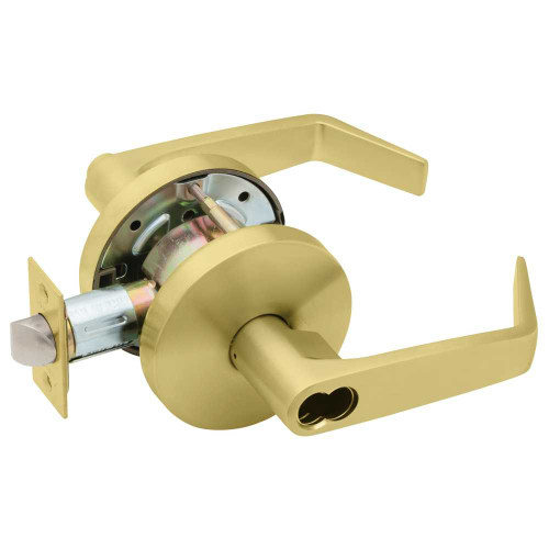 Falcon W581BD D 606 Grade 2 Storeroom Cylindrical Lock SFIC Prep Less Core Dane Lever Standard Rose Satin Brass Finish Non-handed W581BD D 606