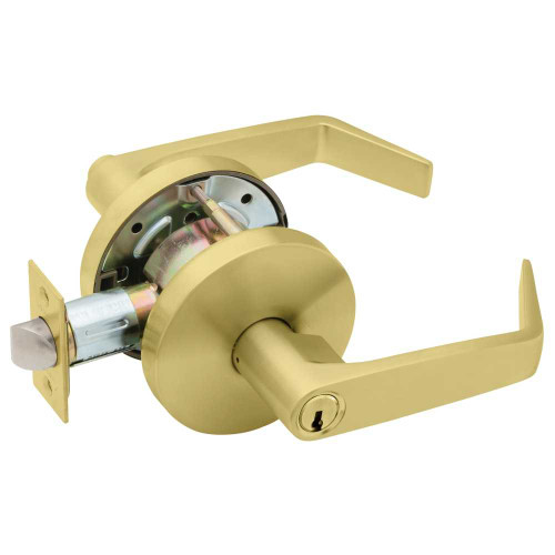 Falcon W581CP6D D 606 Grade 2 Storeroom Cylindrical Lock Key in Lever Cylinder Dane Lever Standard Rose Satin Brass Finish Non-handed W581CP6D D 606