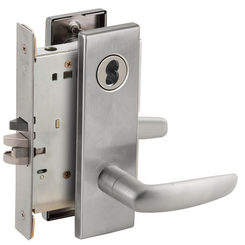 Schlage L9070J 07N 626 Grade 1 Classroom Mortise Lock Schlage FSIC Less Core 07 Lever N Escutcheon Satin Chrome Finish Field Reversible