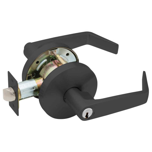 Falcon W581PD D 622 Grade 2 Storeroom Cylindrical Lock Key in Lever Cylinder Dane Lever Standard Rose Flat Black Coated Finish Non-handed W581PD D 622