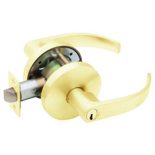 Falcon W581PD Q 605 Grade 2 Storeroom Cylindrical Lock Key in Lever Cylinder Quantum Lever Standard Rose Bright Brass Finish Non-handed W581PD Q 605