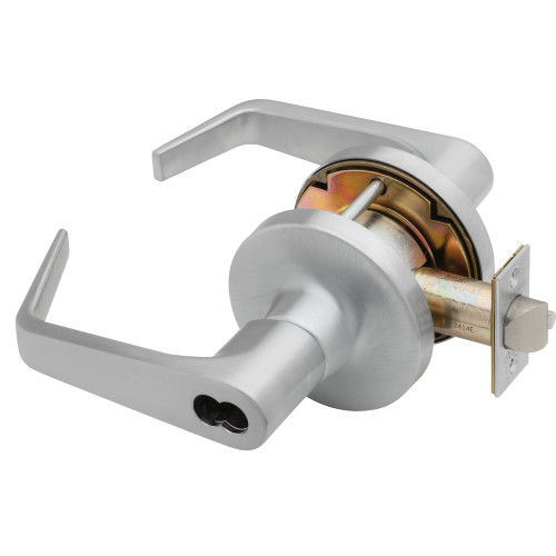 Falcon T511BD D 626 Grade 1 Entry/Office Cylindrical Lock SFIC Prep Less Core Dane Lever Standard Rose Satin Chrome Finish Non-Handed