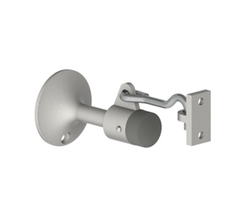 Hager 256W US26D Wall Stop and Holder Cast Brass with Rubber Bumper 2-1/4 Base Diameter 3-25/32 Projection 5-11/16 Engaged Projection Satin Chrome Finish