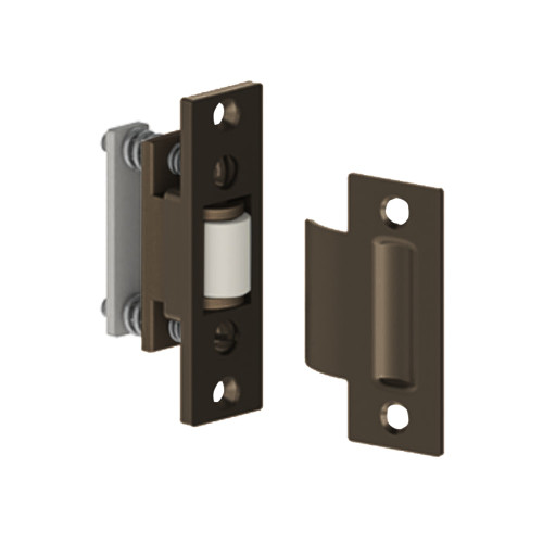 Hager 318D US10B Brass Roller Latch 1 by 3-3/8 Latch Faceplate 1-1/4 by 2-3/4 Strike 171 Strike Thickness 3/8 Max Roller Projection Dark Oxidized Satin Bronze Oil Rubbed Finish