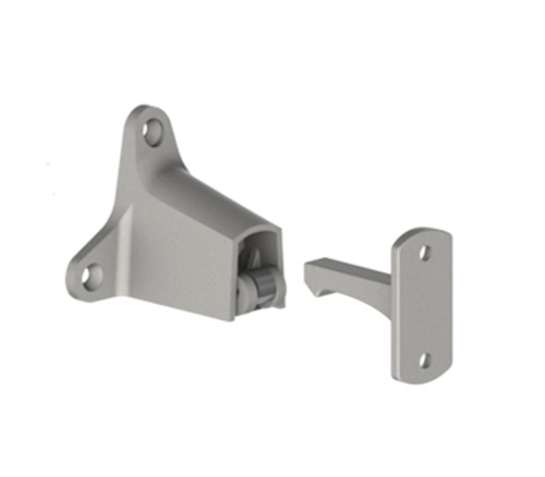 Hager 326W US26D Cast Brass Automatic Wall Stop and Holder 2-13/32 by 2-25/32 Holder Base 3-5/8 Engaged Projection 1 by 2-1/16 Strike Base 2 Strike Projection Satin Chrome Finish