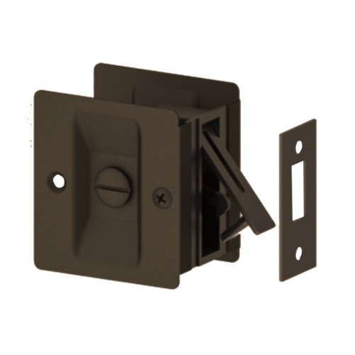 Hager 330M US10B Brass Privacy Pocket Door Latch 1 by 2-1/4 Strike 1-3/4 Door Width Size: 2-3/4 by 2-1/2 Finger Pull Extends 1-3/8 Dark Oxidized Satin Bronze Oil Rubbed Finish