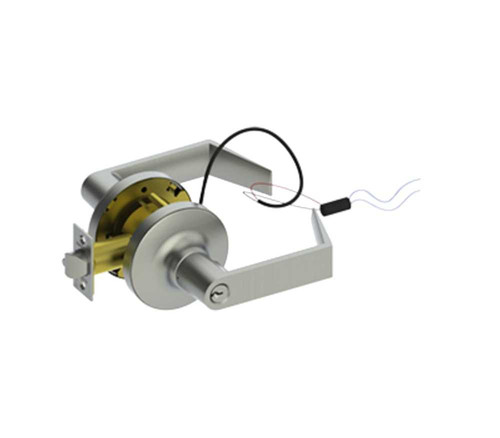 Hager 3480EU WTN 26D RX 3400 Series Grade 1 Fixed Cylinder Standard Cylindrical Lock 6 Pin Cylinder 2-3/4 Backset Storeroom Function Fail Secure with Request to Exit Withnell Lever Style Satin Chrome 3480EU WTN 26D RX