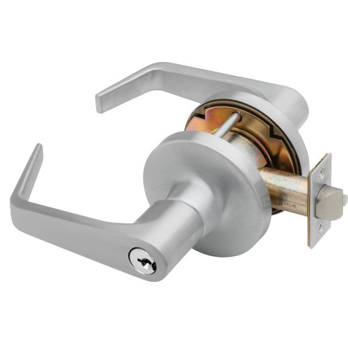 Falcon T581CP6D D 626 KD Grade 1 Storeroom Cylindrical Lock Key in Lever Cylinder Dane Lever Standard Rose Satin Chrome Finish Non-Handed