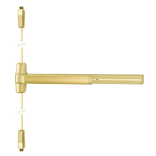Von Duprin 9927EO 3 US4 Grade 1 Surface Vertical Rod Exit Bar Wide Stile Pushpad 36 Panic Device 84 Door Height Exit Only Less trim Hex Key Dogging Satin Brass Finish Field Reversible