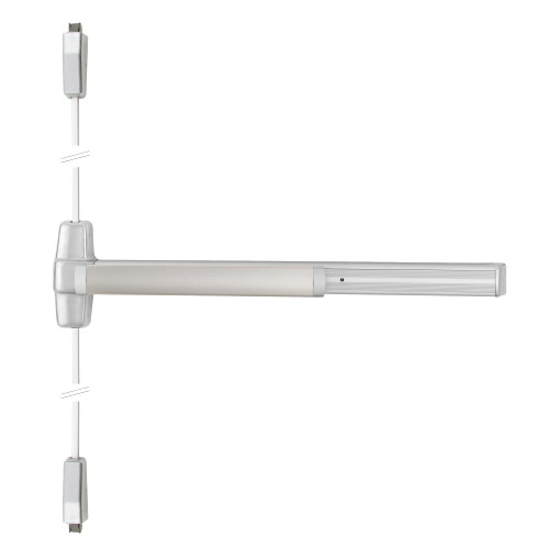 Von Duprin 9927EO 3 26D Grade 1 Surface Vertical Rod Exit Bar Wide Stile Pushpad 36 Panic Device 84 Door Height Exit Only Less trim Hex Key Dogging Satin Chrome Finish Field Reversible