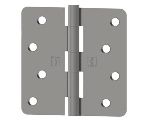 Hager RC1741 4X4 ABA Full Mortise Plain Bearing Residential Hinge 4 by 4 Steel 5 Knuckle 1/4 Round Corners Satin Nickel Plated Blackened Satin Relieved Clear Coated Finish