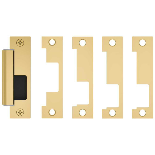 HES 1500C-605 Grade 1 Electric Strike For Cylindrical or Mortise Latchbolt Locks Auto-Sensing 12/24 VDC Field Selectable Fail Safe/Fail Secure Includes 1J 1K 1KD 1KM Options Bright Brass 1500C-605