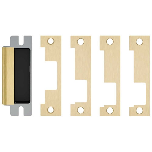 HES 1600-CLB-606 Grade 1 Electric Strike For Cylindrical or Mortise Latchbolt and Deadbolt Locks Auto-Sensing 12/24 VDC Field Selectable Fail Safe/Fail Secure Includes 1J 1K 1KD 1KM Options Satin Brass 1600-CLB-606