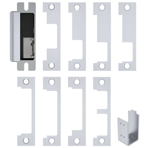HES 1600-CS-629-LM Grade 1 Electric Strike For Cylindrical or Mortise Latchbolt and Deadbolt Locks Auto-Sensing 12/24 VDC Field Selectable Fail Safe/Fail Secure Includes 1J 1K 1KD 1KM 1N 1ND 1NM 1NTD Options Lock Monitor Bright Stainless Steel 1600-CS-629-LM