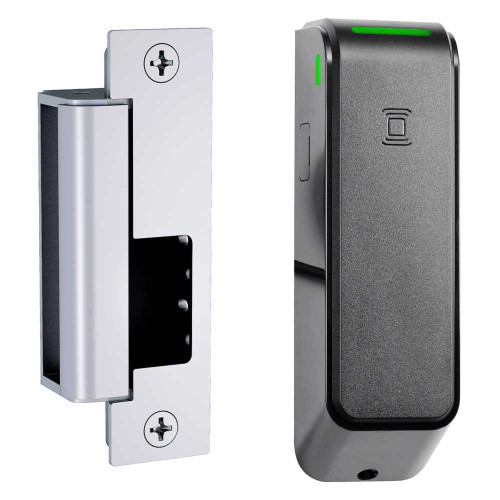 HES ES100-15LM-IPS-630 Grade 1 Electric Strike Aperio Wireless Reader and 1500 Strike Complete Pac for Latchbolts Security Monitored RFID HID multiCLASS SE Satin Stainless Steel Finish ES100-15LM-IPS-630