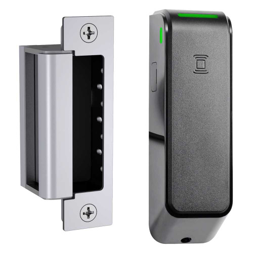 HES ES100-16LM-IPS-630 Grade 1 Electric Strike Aperio Wireless Reader and 1600 Strike Complete Pac for Latchbolts Security Monitored RFID HID multiCLASS SE Satin Stainless Steel Finish ES100-16LM-IPS-630