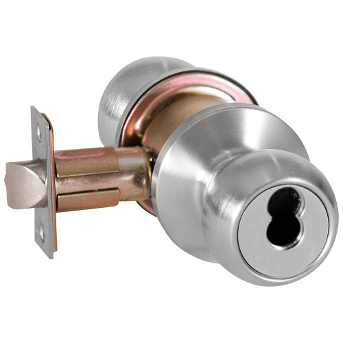 BEST 6K37D4CS3626 Grade 2 Storeroom Cylindrical Lock Round Knob SFIC Less Core Satin Chrome Finish Non-handed