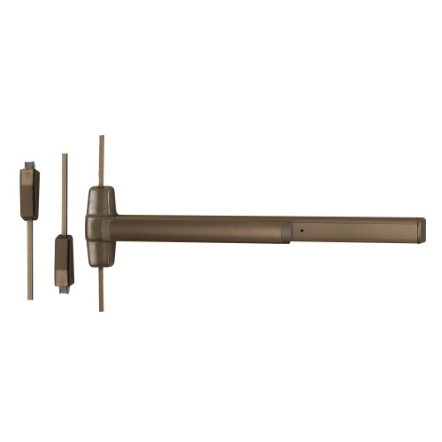 Von Duprin 9827L-NL-03 4 US10B LHR Grade 1 Surface Vertical Rod Exit Bar Wide Stile Pushpad 48 Panic Device 84 Door Height Night Latch Function 03 Lever with Escutcheon Hex Key Dogging Dark Oxidized Satin Bronze Oil Rubbed Finish Field Reversible