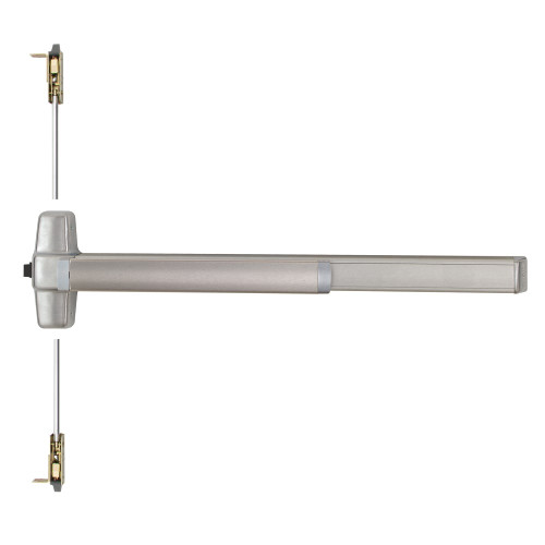 Von Duprin 9847EO-F 4 32D Grade 1 Concealed Vertical Rod Exit Bar Wide Stile Pushpad 48 Fire-rated Device 80 to 100 Door Height Exit Only Less Dogging Satin Stainless Steel Finish Field Reversible 9847EO-F 4 32D