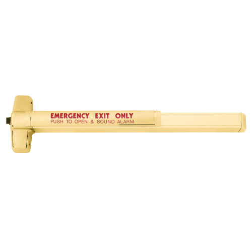 Von Duprin SS98EO 3 US3 RHR Grade 1 Rim Exit Device 36 Length Exit Only Less Dogging Signal Emergency Exit Only Push to Open & Sound Alarm Bright Brass Finish Right-Hand Reverse SS98EO 3 US3 RHR