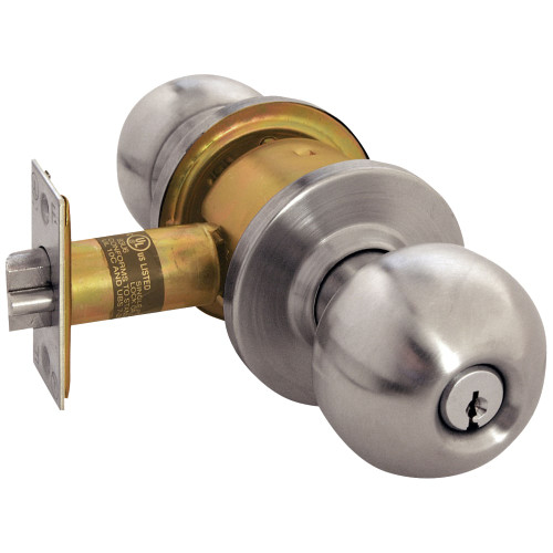 Arrow RK12-BD-32D Grade 2 Storeroom Cylindrical Lock Ball Knob Conventional Cylinder Satin Stainless Steel Finish Non-handed