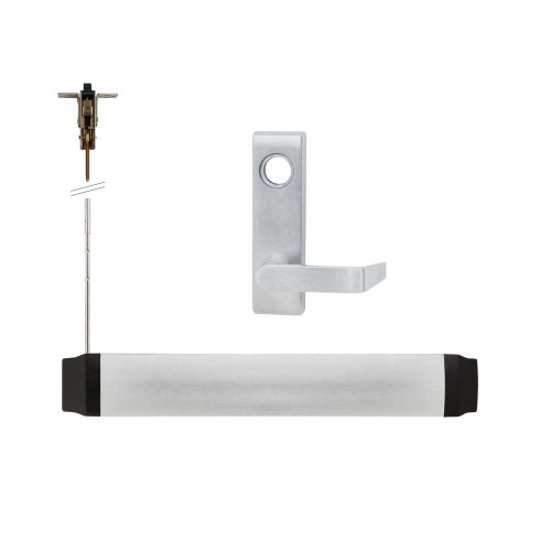 Von Duprin QEL9447L-06-F US28 RHR LBR Inpacted Exit Device Lever Trim Quiet Electronic Latch retraction Satin Aluminum Clear Anodized QEL9447L-06-F US28 RHR LBR