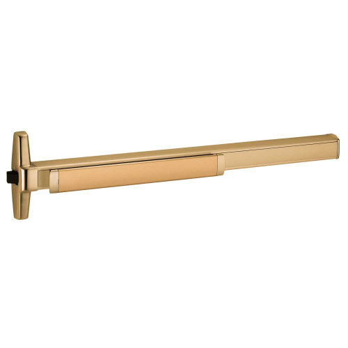 Von Duprin RXQEL35AEO-F 4 US10 Grade 1 Rim Exit Bar Narrow Stile Pushpad 48 Fire-rated Device Exit Only Quiet Motorized Electric Latch Retraction Request to Exit Switch Less Dogging Satin Bronze Clear Coated Finish Non-Handed RXQEL35AEO-F 4 US10