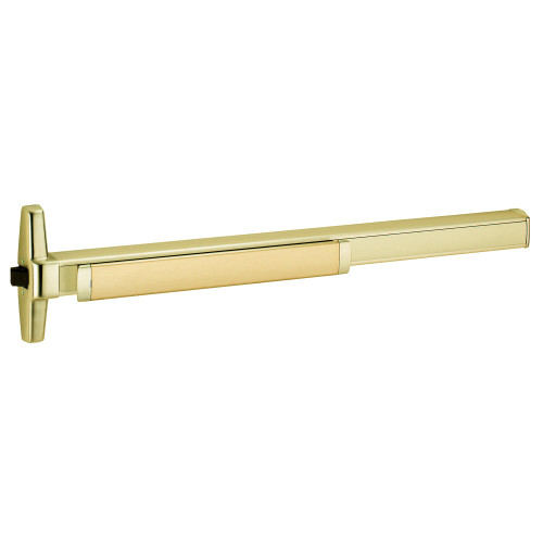 Von Duprin QEL35AEO 4 US4 Grade 1 Rim Exit Bar Narrow Stile Pushpad 48 Device Exit Only Quiet Motorized Electric Latch Retraction Satin Brass Finish Non-Handed