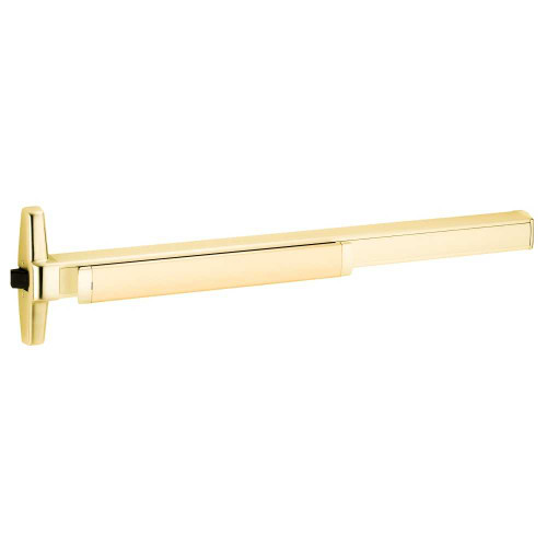 Von Duprin RXQEL35AEO-F 4 US3 Grade 1 Rim Exit Bar Narrow Stile Pushpad 48 Fire-rated Device Exit Only Quiet Motorized Electric Latch Retraction Request to Exit Switch Less Dogging Bright Brass Finish Non-Handed RXQEL35AEO-F 4 US3