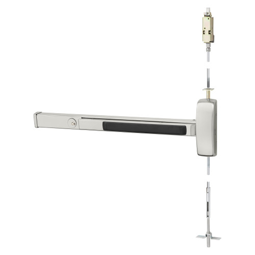 Sargent 16-WD8613F RHR 32D Grade 1 Concealed Vertical Rod Exit Device Wide Stile Pushpad 36 Device 120 Door Height Classroom Function Cylinder Dogging Cylinder Included Satin Stainless Steel Finish Right Hand Reverse