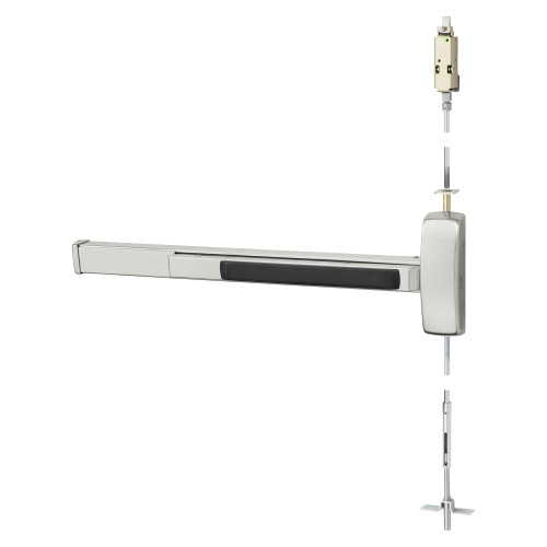 Sargent 12-MD8613F RHR 32D Grade 1 Concealed Vertical Rod Exit Device Wide Stile Pushpad 36 Fire-rated Device 120 Door Height Classroom Function Less Dogging Satin Stainless Steel Finish Right Hand Reverse