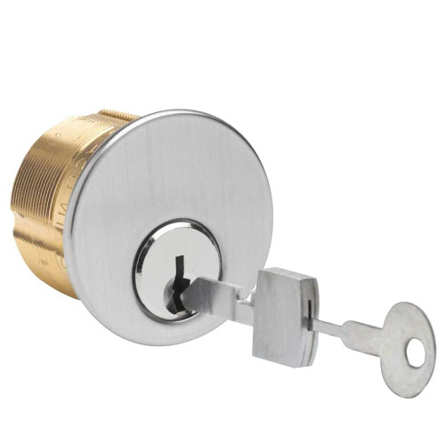 Kaba Ilco 41651SC1-26D-KD Mortise Cylinder - Captive Turnknob 15/16 In Length 5 Pin Schlage C Keyway 863G Cam Keyed Different Satin Chrome 41651SC1-26D-KD