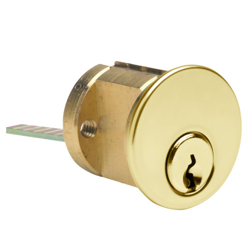 Kaba Ilco 7075GA10-03-KA2 Rim Cylinder with Screw Cap 5-Pin Sargent LA Keyway Keyed Alike in Pairs Bright Brass