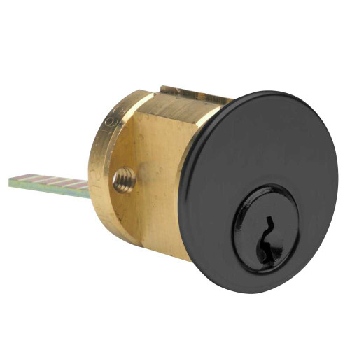Kaba Ilco 7075KS10-29-KA2 Rim Cylinder with Screw Cap 5-Pin Kwikset Keyway Keyed Alike in Pairs Black 7075KS10-29-KA2