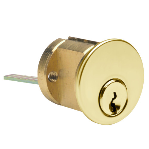Kaba Ilco 7075LA10-03-KA2 Rim Cylinder with Screw Cap 5-Pin Lockwood Keyway Keyed Alike in Pairs Bright Brass