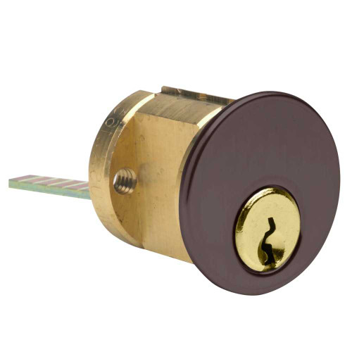 Kaba Ilco 7075SC10-46-KA2 Rim Cylinder with Screw Cap 5-Pin Schlage C Keyway Keyed Alike in Pairs Dark Brown Aluminum 7075SC10-46-KA2