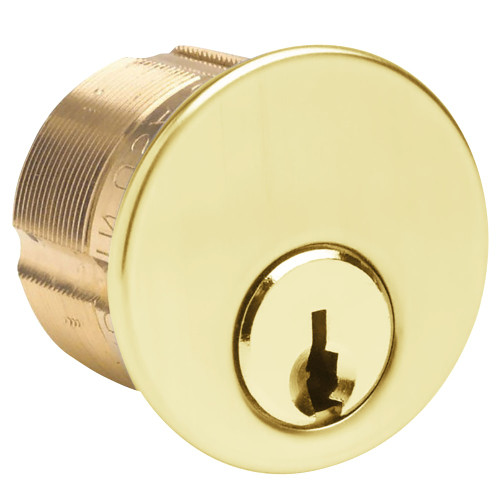 Kaba Ilco 7185CE1-03-KA2 1-1/8 Mortise Cylinder 5-Pin Drilled 6 Corbin Russwin L4 Keyway Standard 863G Cam Keyed Alike in Pairs Bright Brass