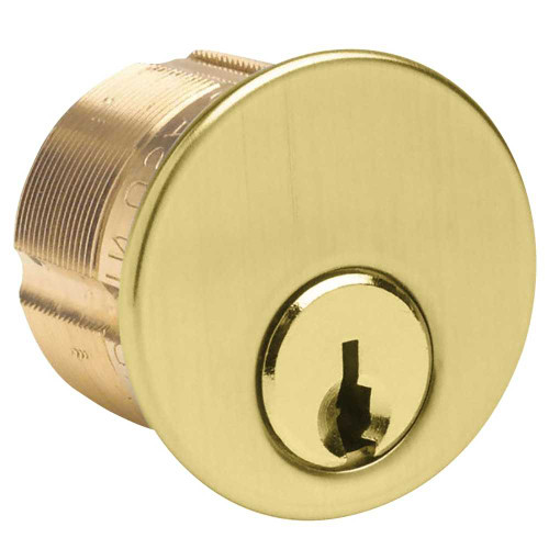 Kaba Ilco 7205SC1-04-KA2 1-1/4 Mortise Cylinder 5-Pin Drilled 7 Schlage C Keyway Standard 863G Cam Keyed Alike in Pairs Satin Brass 7205SC1-04-KA2