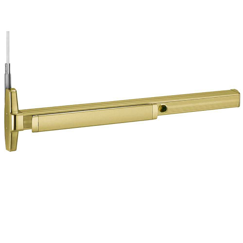 Von Duprin CD3347AEO 4 US4 LBR Grade 1 Concealed Vertical Rod Exit Device Narrow Stile Pushpad Exit Only Less Trim 48 Cylinder Dogging Less Bottom Rod Satin Brass Finish Non-Handed CD3347AEO 4 US4 LBR