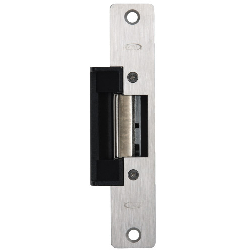 RCI 4107-05 32D Electric Strike 6-7/8 In Round Corner Faceplate For 3/4 In Projection Latches 12 VAC/DC Fail Secure Satin Stainless Steel 