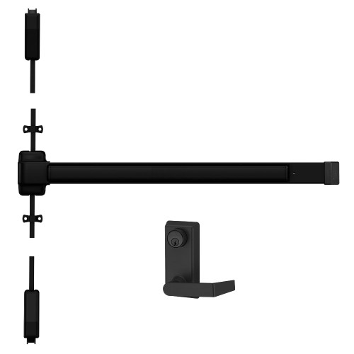 Von Duprin 2227L-06 4 622 RHR Grade 1 Surface Vertical Rod Exit Bar 48 Device Fits 84 Door Classroom Function 06 Lever with Escutcheon Hex Dogging Flat Black Coated Finish Field Reversible 2227L-06 4 622 RHR
