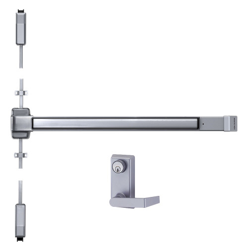 Von Duprin 2227L-06 3 526 RHR Grade 1 Surface Vertical Rod Exit Bar 36 Device Fits 84 Door Classroom Function 06 Lever with Escutcheon Hex Dogging Chrome Powdercoat Finish Field Reversible 2227L-06 3 526 RHR