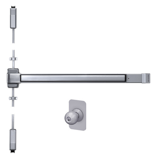 Von Duprin 2227K 3 526 Grade 1 Surface Vertical Rod Exit Bar 36 Device Fits 84 Door Classroom Function Knob with Escutcheon Hex Dogging Chrome Powdercoat Finish Field Reversible 2227K 3 526