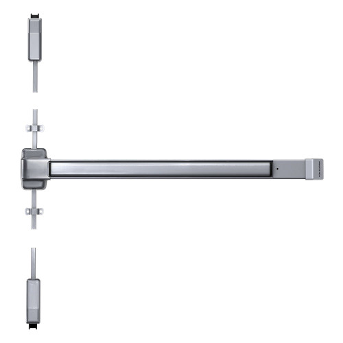 Von Duprin QEL2227EO 3 526 Grade 1 Surface Vertical Rod Exit Bar 36 Device Fits 84 Door Exit Only Quiet Electric Latch Retraction Chrome Powdercoat Finish Field Reversible QEL2227EO 3 526