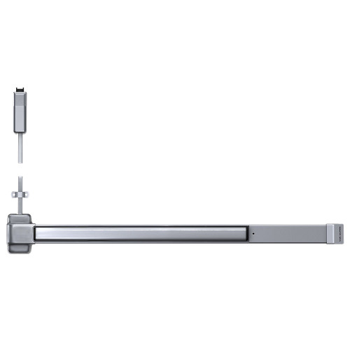 Von Duprin QEL2227EO 4 526 LBR Grade 1 Surface Vertical Rod Exit Bar 48 Device Fits 84 Door Exit Only Less Bottom Rod Quiet Electric Latch Retraction Chrome Powdercoat Finish Field Reversible QEL2227EO 4 526 LBR