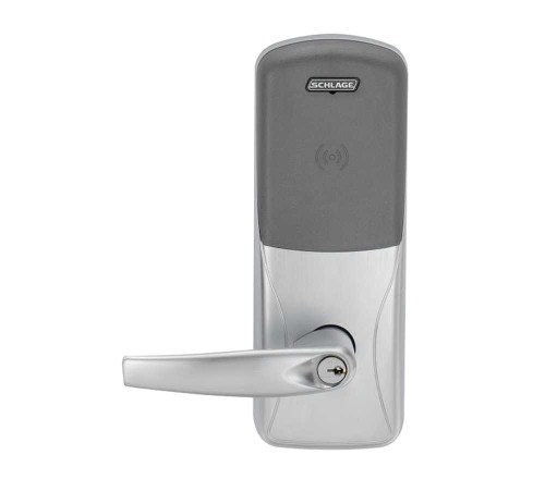 Schlage Electronics CO220993R75PRATH619JR CO-220 Standalone Classroom Lockdown Solution w/FOB and Indicator Rim/Concealed Exit Device Trim Classroom Security Function Proximity Reader Athens Style Lever FSIC Prep Satin Nickel Plated Clear Coated CO220993R75PRATH619JR